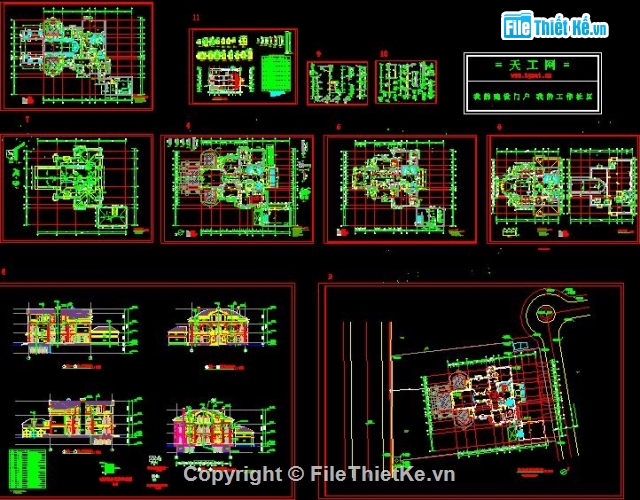 Thiết kế biệt thự,Bản cad thiết kế,Bản vẽ thiết kế biệt thự