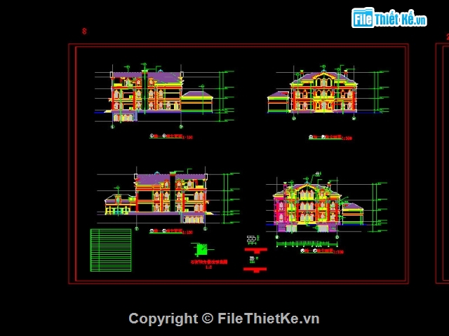 Thiết kế biệt thự,Bản cad thiết kế,Bản vẽ thiết kế biệt thự