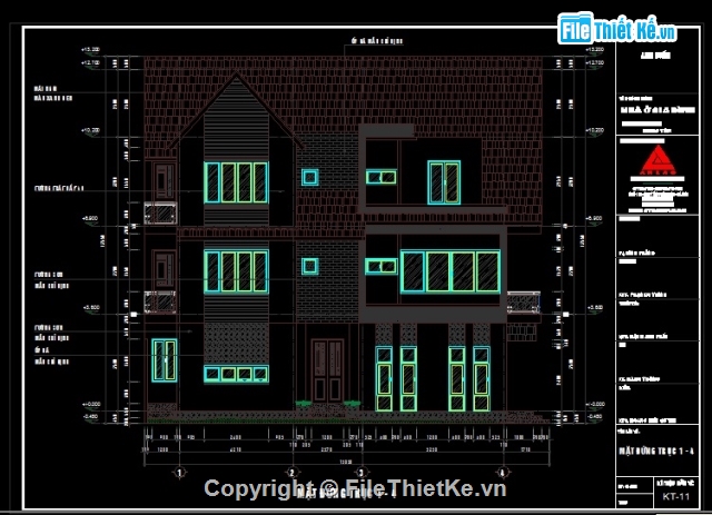 Bản vẽ biệt thự 3 tầng KT 8.8 x15.05m,Bản vẽ biệt thư 3 tầng,File cad biệt thự hiện đại 3 tầng KT 8.8x15.05m,Biệt thự 3 tầng