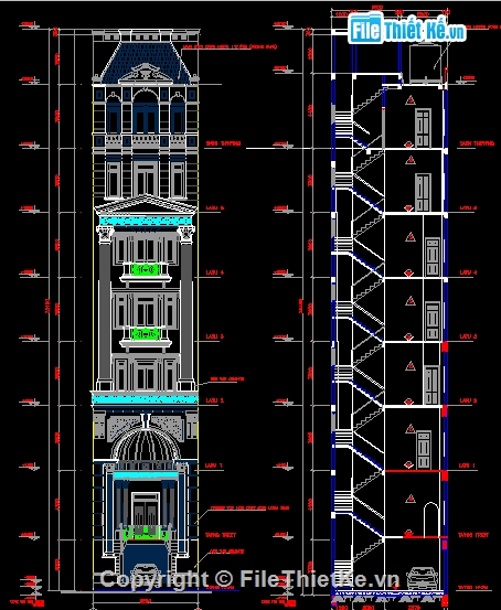 kiến trúc 9 tầng,biệt thự 9 tầng,bản vẽ biệt thự,nhà phố kiểu biệt thự,nhà phố kiểu pháp