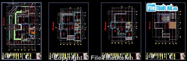 Bản vẽ thiết kế biệt thự,thiết kế biệt thự đầy đủ,biệt thự liền kề kích thước 10.5m x 13.3m,Bản vẽ thiết kế biệt thự 3 tầng