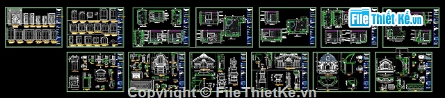 Bản vẽ Biệt thự Tân cổ điển đẹp,Bản vẽ thiết kế biệt thự Tân cổ điển 14.8x17.8m,Bản vẽ autocad biệt thự tân cổ điển