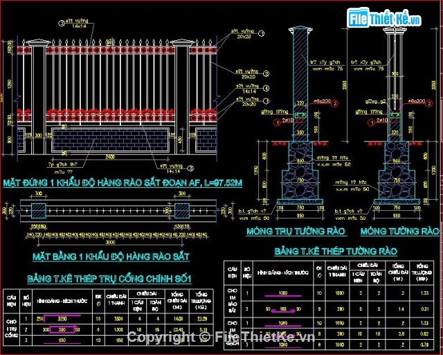 Hàng rào sắt,tường rào đẹp,bản vẽ thiết kế,thiết kế tường rào bằng sắt