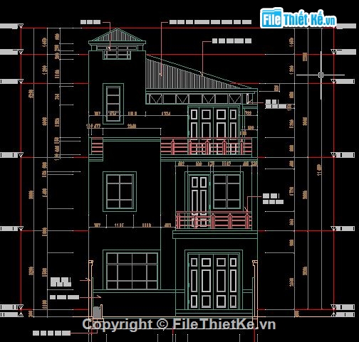 thiết kế nhà 3 tầng,Bản vẽ thiết kế Nhà 3 tầng,nhà 3 tầng