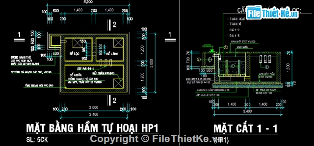 hầm tự hoại,Bản vẽ cấp thoát nước,hố ga