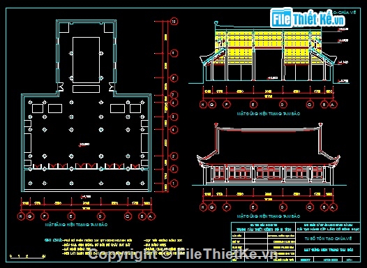 Bản vẽ autocad chùa vẽ (hải phòng),Bản vẽ chi tiết chùa Vẽ,Bản vẽ Thiết kế đầy đủ chùa vẽ (Hải phòng),Kiến trúc chùa vẽ