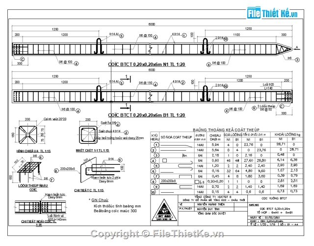 thiết kế cọc,cọc,Bản vẽ cọc,BV coc  BTCT từ D200-D500