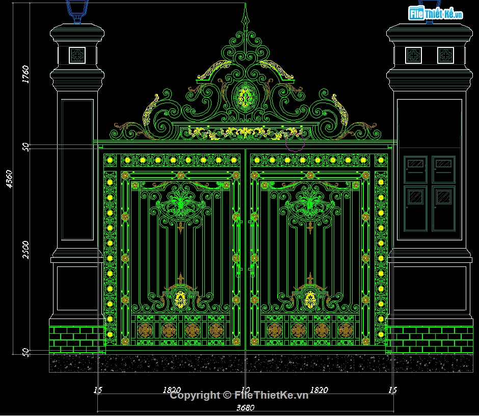 Cửa cổng biệt thự,mẫu cửa cổng hàng rào,File cad cổng hàng rào,Autocad cổng hàng rào cnc,Mẫu cổng cnc 2 cánh