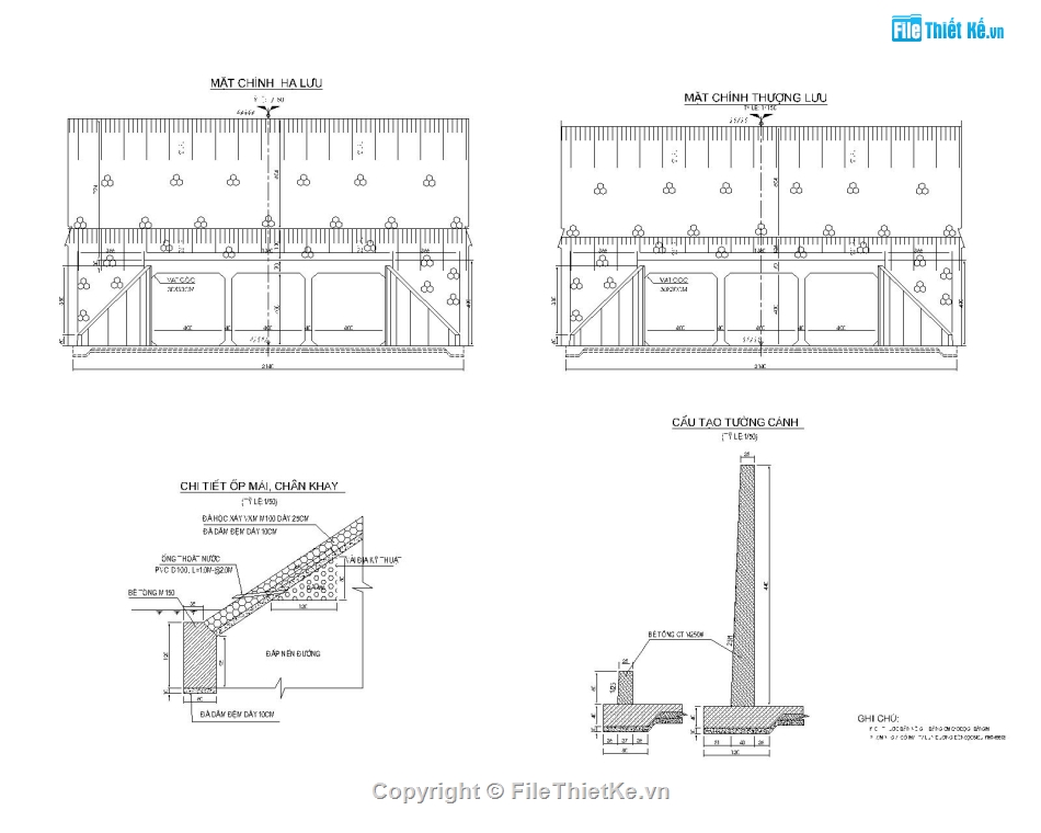 Bản vẽ thiết kế cống hộp qua đường,Bản vẽ thiết kế cống hộp,Bản vẽ thiết kế cống hộp 3x(4x4)M,Thiết kế công hộp 3x4x4m