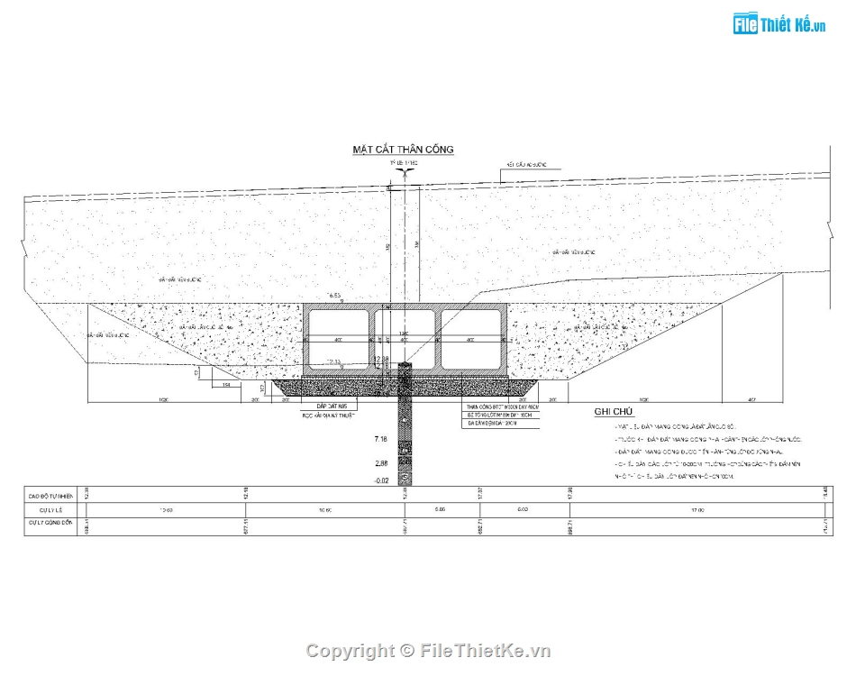 Bản vẽ thiết kế cống hộp qua đường,Bản vẽ thiết kế cống hộp,Bản vẽ thiết kế cống hộp 3x(4x4)M,Thiết kế công hộp 3x4x4m
