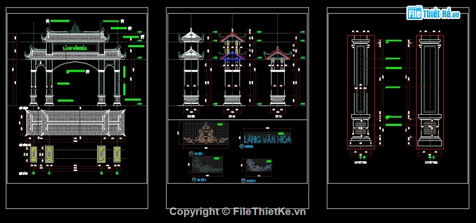 Bản vẽ cổng làng,bản vẽ thiết kế cổng làng,File cad cổng làng,cổng làng file cad