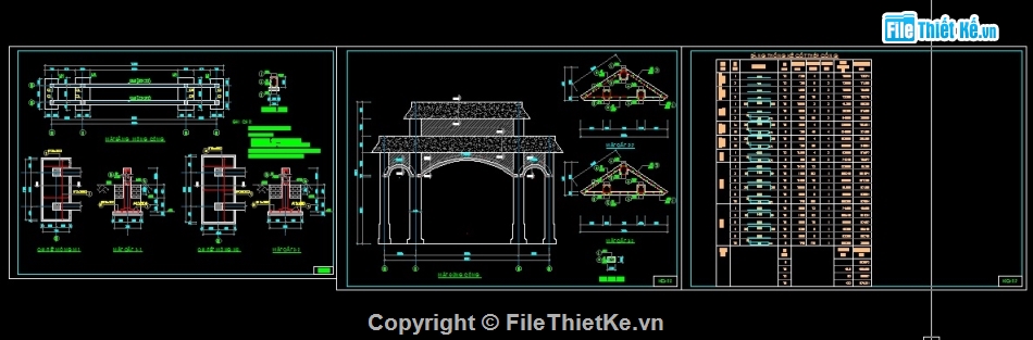 Bản vẽ cổng làng,bản vẽ thiết kế cổng làng,File cad cổng làng,cổng làng file cad