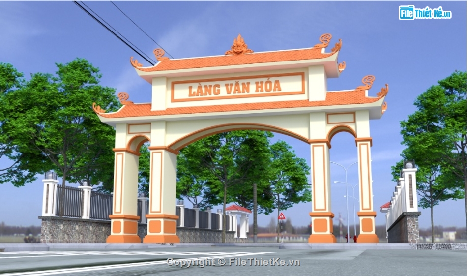 Bản vẽ cổng làng,bản vẽ thiết kế cổng làng,File cad cổng làng,cổng làng file cad