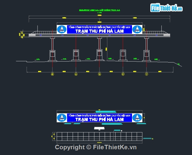 tram thu phi,ban ve cad ttp,cong tram thu phi,duong cao toc