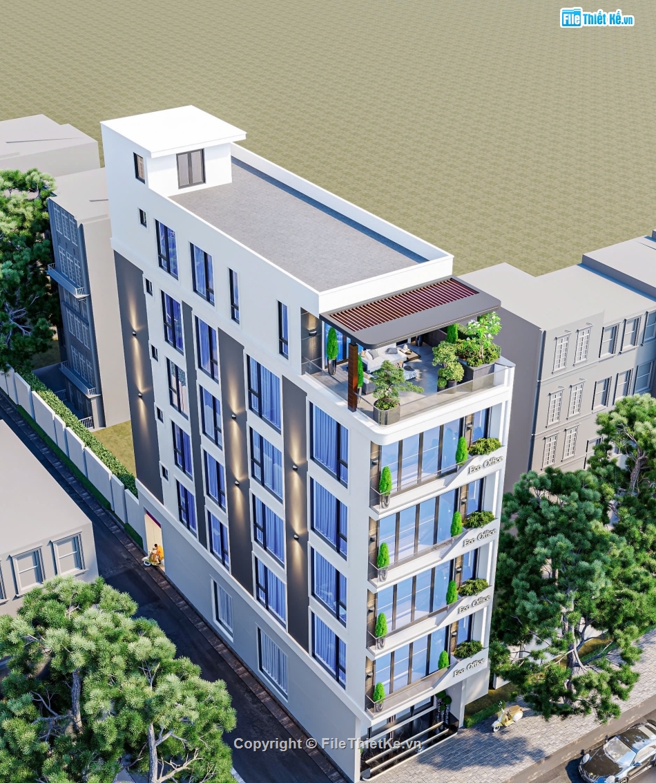 văn phòng,thiết kế văn phòng,7 tầng,Bản vẽ chi tiết