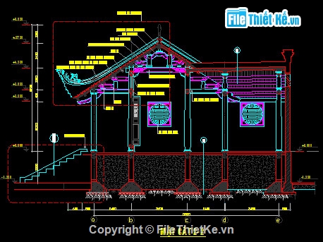 bản vẽ đền thờ,kiến trúc đền thờ,kiến trúc đền cô