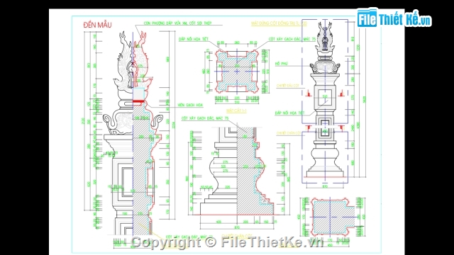 Bản vẽ đình chùa,thiết kế kiến trúc,file cad