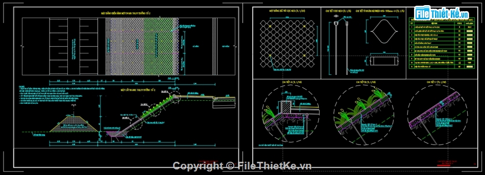 ô địa kỹ thuật,gia cố taluy,bản vẽ gia cố ta luy,gia cố ta luy bằng ô địa