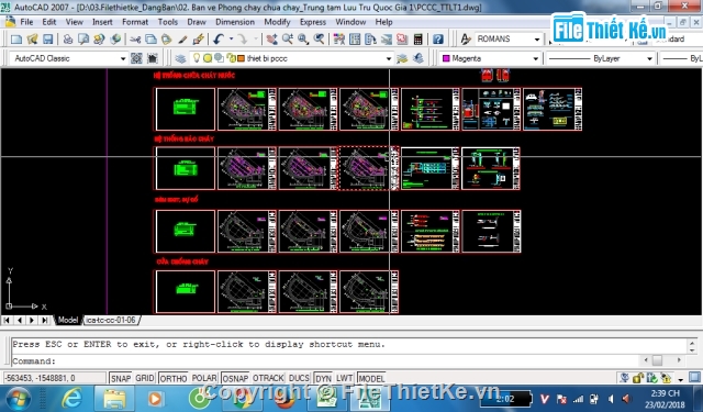 Bản vẽ cad thiết kế hệ thống phòng cháy chữa cháy,Ban ve cad thiet ke he thong phong chay chua chay,Ban ve cad PCCC trung tam luu tru 3 tang