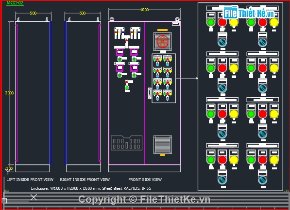 chi tiết tủ điện,file cad thiết kế tủ điện,bản vẽ tủ điện PLC,thiết kế tủ điện,bản vẽ tủ điện