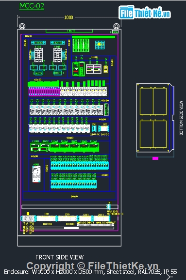 chi tiết tủ điện,file cad thiết kế tủ điện,bản vẽ tủ điện PLC,thiết kế tủ điện,bản vẽ tủ điện