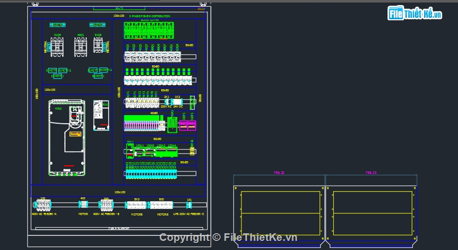 chi tiết tủ điện,file cad thiết kế tủ điện,bản vẽ tủ điện PLC,thiết kế tủ điện,bản vẽ tủ điện