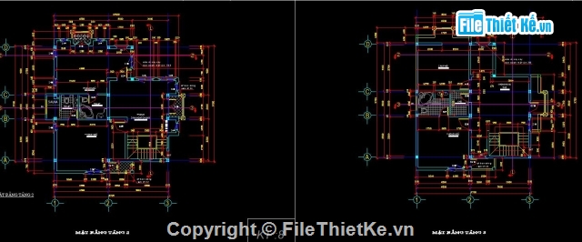 Bản vẽ thiết kế biệt thự,nhà biệt thự,biệt thự 3 tầng,biệt thự 3 tầng 9.72x9.72m