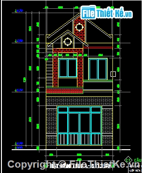 Bản vẽ,Biệt thự,kiến trúc 2 tầng,file auto cad,biệt thự mái thái,bản vẽ autocad