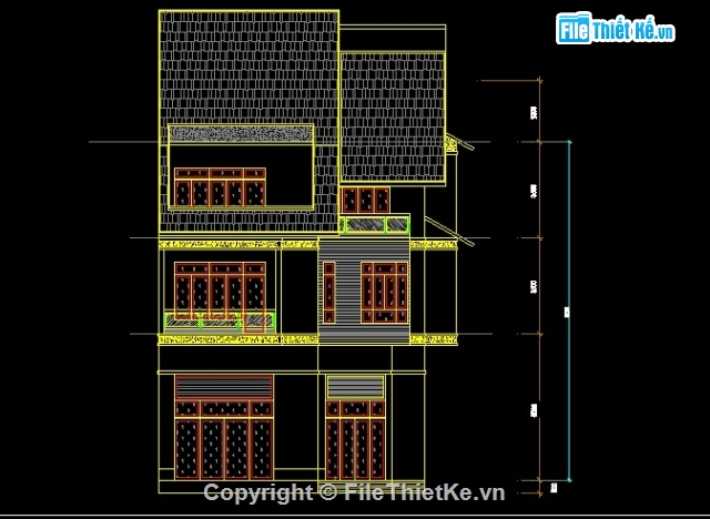 bản vẽ thiết kế kiến trúc biệt thự 3 tầng KT 10x24,bản vẽ thiết kế biệt thự 3 tầng mái ngói,bản vẽ biệt thự 3 tầng