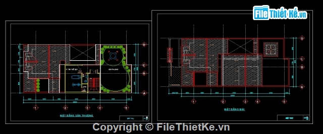 Bản vẽ thiết kế kiến trúc biệt thự 3.5 tầng KT 9.9,biệt thự 3.5 tầng mái ngói,biệt thự phố mặt tiền 10m