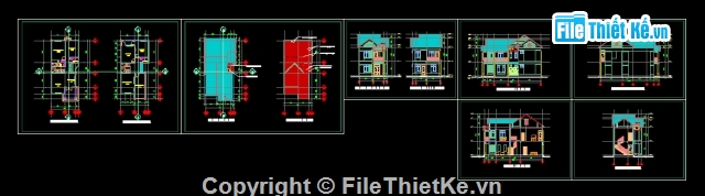 Bản vẽ,Biệt thự,kiến trúc 2 tầng,biệt thự mái thái,bản vẽ autocad,biet thu dep