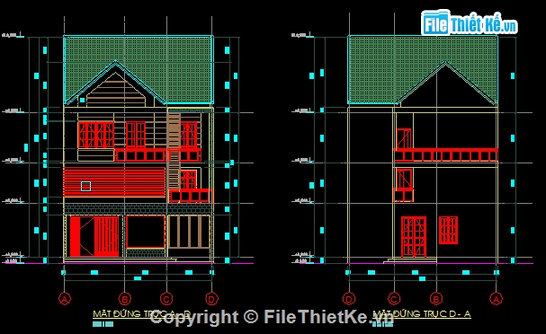 Bản vẽ,Biệt thự,kiến trúc 3 tầng,3 tầng,thiết kế mái,Biệt thự mái thái