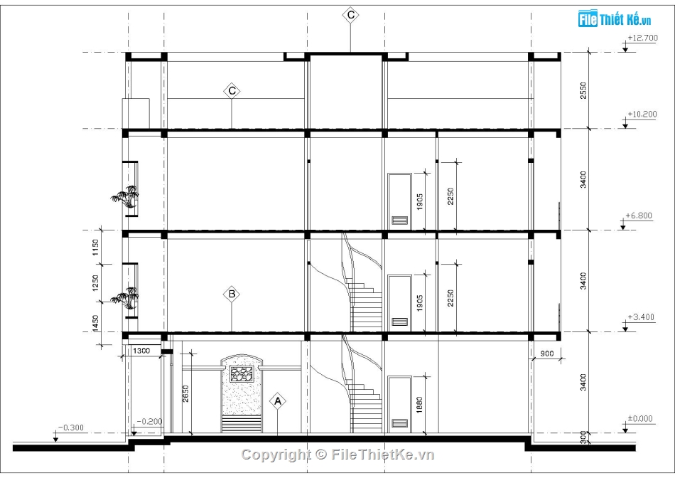 file cad nhà phố 3 tầng 1 tum,nhà phố 3 tầng 1 tum,mẫu nhà phố 3 tầng 1 tum