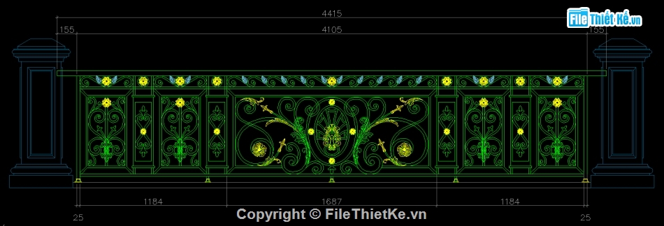 bản vẽ lan can CNC,lan can sắt đẹp,file cad lan can cắt CNC,Lan can CNC file cad,Autocad lan can cnc