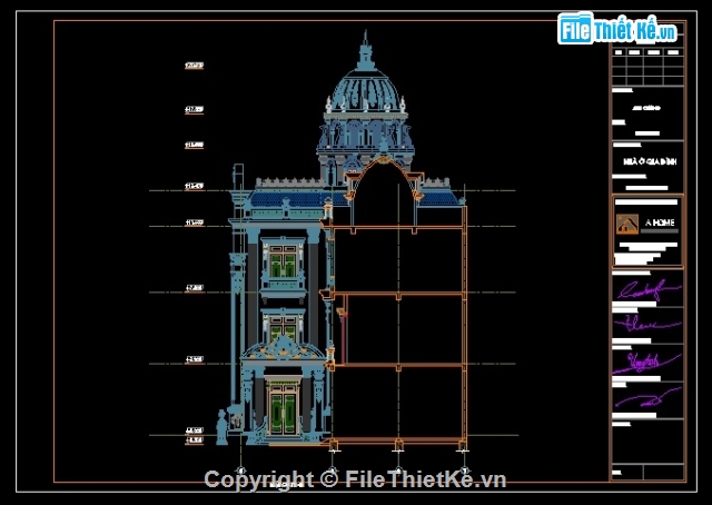 Bản vẽ thiết kế lâu đài,Bản vẽ lâu đài 10x14m,Hồ sơ thiết kế lâu đài,lâu đài 3 tầng