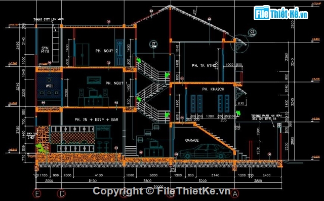 nhà phố 3 tầng,kích thức 5 x 20m,mẫu thiết kế nhà phố,nhà 3 tầng mái ngói