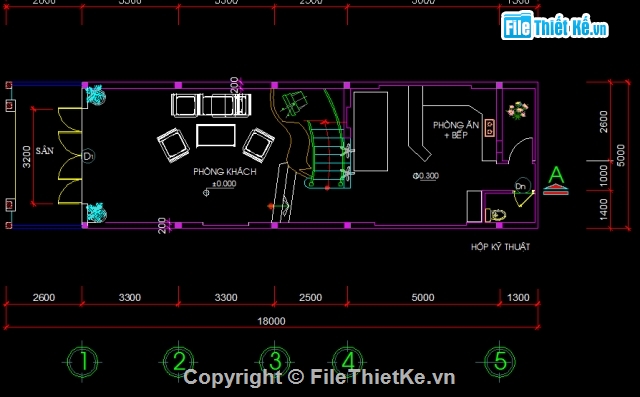 Bản vẽ nhà phố,nhà mặt phố,nhà phố 3 tầng,nhà kích thước 5 x 17m