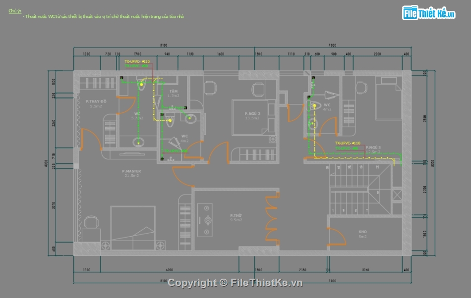 Điện nước Penthouse,Hệ thống điện nước,Hệ thống điện nước Penthouse,Autocad hệ thống điện nước