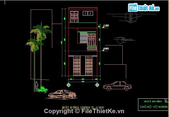 thiết kế nhà 2 tầng,Bản vẽ,Bản vẽ thiết kế nhà 2 tầng 1 tum