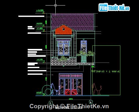 kiến trúc 2  tầng,kiến trúc và kết cấu,kiến trúc 2 tầng,Bản vẽ thiết kế nhà 2 tầng kích thước 5m x 10m