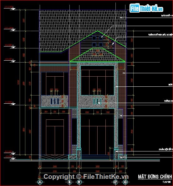 bản vẽ nhà ở,thiết kế nhà 2 tầng,bản vẽ nhà 2 tầng,nhà kích thước 8 x 16.4m