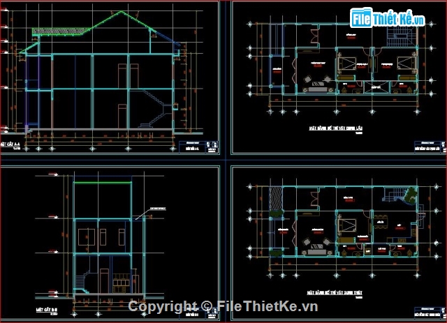 bản vẽ nhà ở,thiết kế nhà 2 tầng,bản vẽ nhà 2 tầng,nhà kích thước 8 x 16.4m