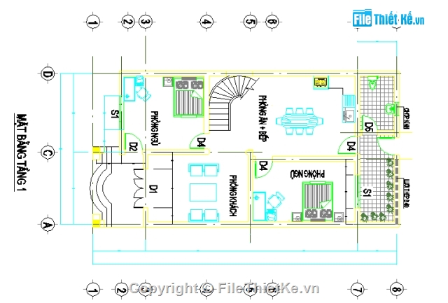 Bản vẽ thiết kế nhà dân 2 tầng 7x14m đẹp mắt