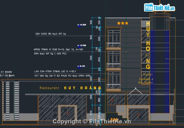 bản vẽ nhà hàng,thiết kế khách sạn,khách sạn Huy hoàng