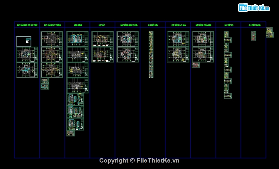 bản vẽ thi công biệt thự file cad,nhà mái nhật 2 tầng 14.2x11m,hồ sơ thiết kế kiến trúc biệt thự,biệt thự 2 tầng mái nhật