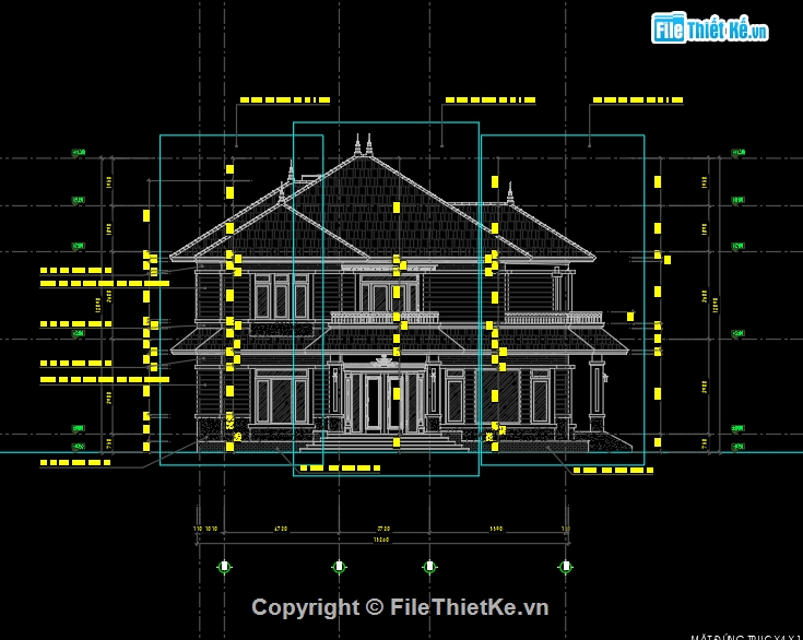 bản vẽ thi công biệt thự file cad,nhà mái nhật 2 tầng 14.2x11m,hồ sơ thiết kế kiến trúc biệt thự,biệt thự 2 tầng mái nhật