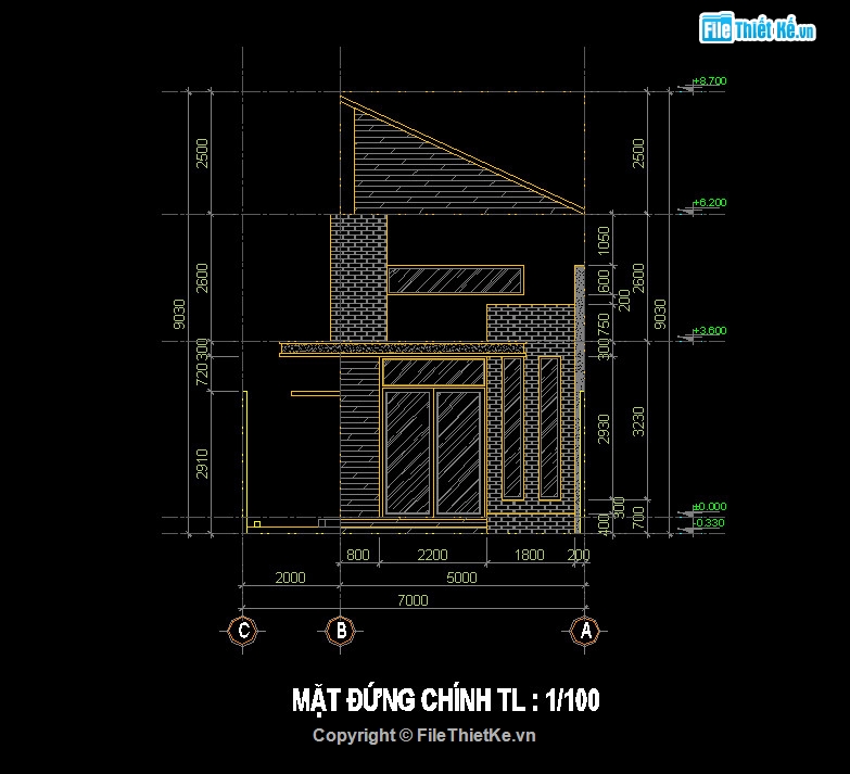 Bản vẽ nhà phố 1 tầng,Nhà phố 1 tầng 5x20m,Autocad nhà phố 1 tầng,Cad Nhà phố 1 tầng,Thiết kế nhà phố 1 tầng