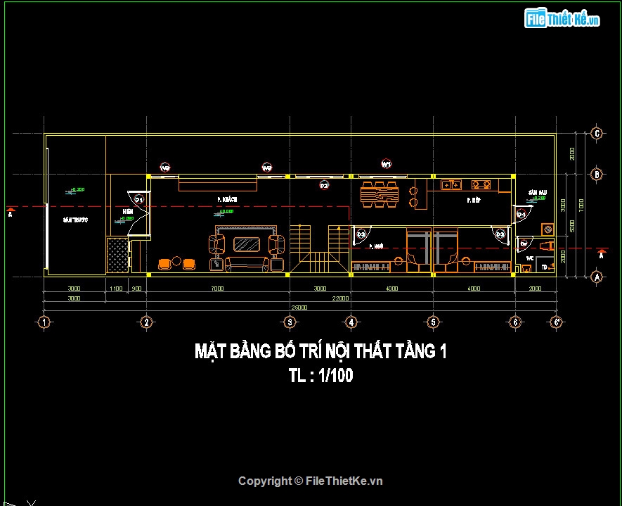 Bản vẽ nhà phố 1 tầng,Nhà phố 1 tầng 5x20m,Autocad nhà phố 1 tầng,Cad Nhà phố 1 tầng,Thiết kế nhà phố 1 tầng