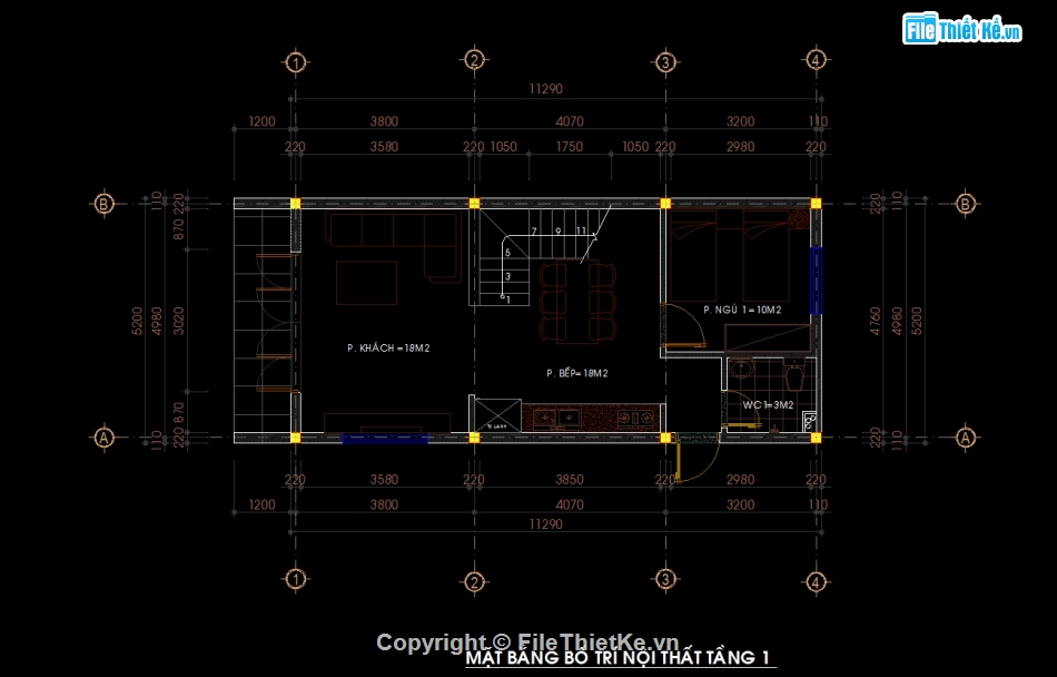 Nhà phố 2 tầng 5.2x11.29m,Bản vẽ nhà phố 2 tầng,File cad nhà phố 2 tầng,Nhà phố 2 tầng file cad,Autocad nhà phố 2 tầng,Nhà phố 2 tầng file autocad