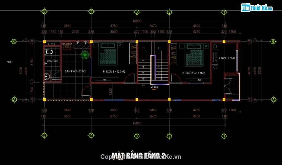 Nhà 2 tầng,Nhà phố 2 tầng,Bản vẽ thiết kế Nhà 2 tầng,full bản vẽ nhà phố rộng 5m,nhà phố 2 tầng rộng 5m,file cad nhà phố 2 tầng